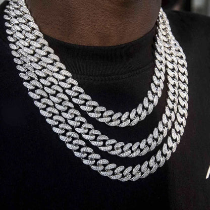 White Gold Plated Seamless Iced Cuban Chain